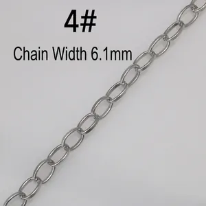 Close-up of 6.1mm silver stainless steel oval link chain showing detailed DIY craft texture