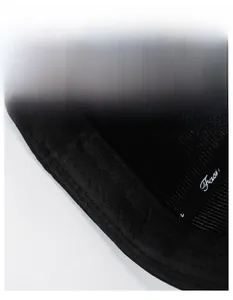 Close-up of wide breathable sweatband and Fashion embroidery inside the black docker hat