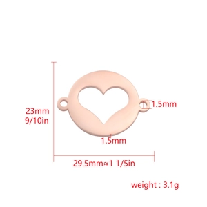 Rose gold heart pendant for DIY jewelry with 23mm height and 29.5mm width dimensions