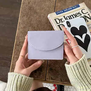 Women Card Holder PU Leather Multi Functional Mini Wallet Accordion Style Flip Cover Solid Color Minimalist Daily Use