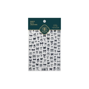 Minimalistische schwarze Schleife und Kirsche Nagelaufkleber TS-4239 auf grüner Karte