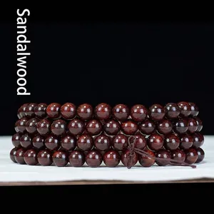 Natürliches Blutholz 108 Gebetsperlen Armband Sambia Blut-Sandelholz Mehrschichtiges Mala Meditation Armband Unisex Holzschmuck