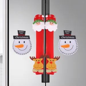 Christmas refrigerator handle covers with Santa, Reindeer and Snowman countdown magnets