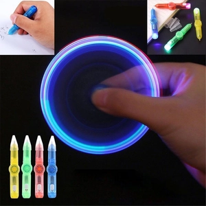 Luminous fidget spinner pen with LED light and ballpoint function in four vibrant colors