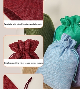 Detailed macro view showing precise stitching and woven texture of colorful linen bags