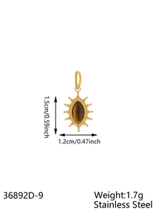 Macro detail of a gold stainless steel star pendant with dimensions 1.5cm x 1.2cm