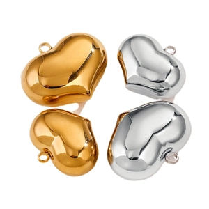 Polished heart pendants in gold and silver finishes, multiple sizes for necklaces