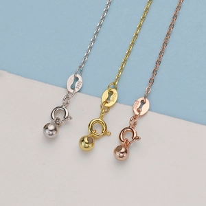 Detail of S925 sterling silver necklace clasps in silver gold and rose gold finishes
