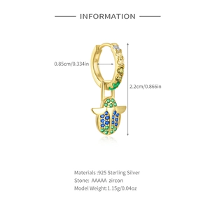 Details zur 925er Silber Gold-Ohrring Größe mit buntem Zirkonia Käfer-Anhänger