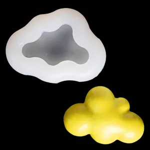 3D cloud-shaped silicone mold for DIY candles, soap and cake decorating with finished product