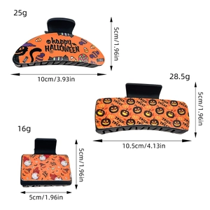 Gothic Halloween hair claws set with pumpkin and ghost motifs in three sizes