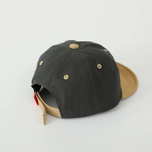 Detail view of the contrast color 23 baseball cap with adjustable khaki back strap