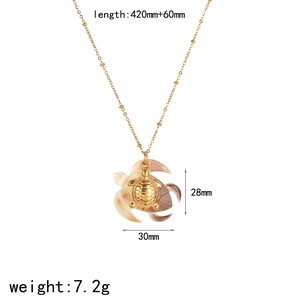 18k gold plated stainless steel sea turtle pendant necklace with ocean style measurements