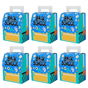 Lot de 6 boîtes cadeaux en papier en forme de sac à dos avec thème Back to School