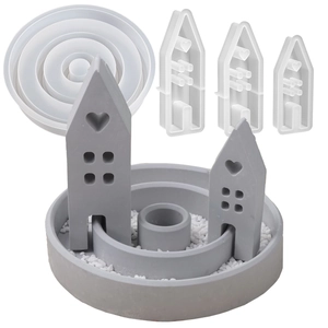 Stampi Per Candele In Silicone A Forma Di Casa Fai Da Te Aromaterapia Gesso Resina Base Rotonda Finestra A Cuore Stile Nordico