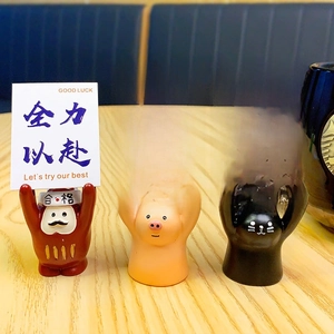 Set of 3 creative cartoon animal motivational desktop ornaments with card holders