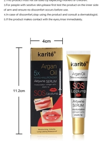 Dettaglio del siero labbra karité SOS con confezione e dimensioni di 11,2 cm totali