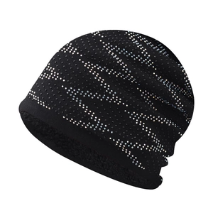 Black winter beanie for women featuring sparkling silver rhinestones and warm fleece lining