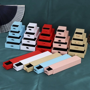 Elegant drawer jewelry gift boxes in multi-color sizes with velvet background