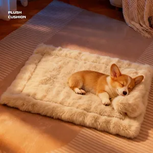 Alfombra De Felpa Para Mascotas Manta Con Almohada Forma De Hueso Pelo Sintético Cálido Grueso Antideslizante Para Perros Gatos