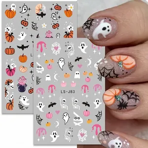 Halloween Nail Art Stickers Self Adhesive Waterproof Ghost Pumpkin Spider Web Y2K Trendy Manicure Decoration For Women