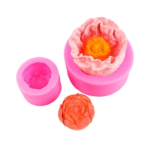 Set moldes de silicona 3D flores rosa y peonía para jabón, velas y decoración tarta