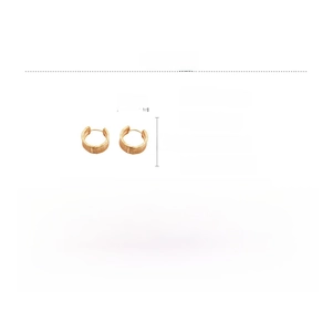 Detail view of 18K gold plated striped hoop earrings with copper material and size specs