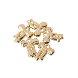 Five golden bowknot metal pendant beads for DIY jewelry making and bracelet charms