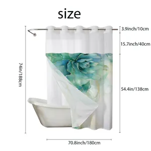 Tableau des tailles montrant les dimensions du rideau de douche floral imperméable