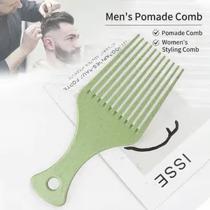 Umweltfreundlicher Weizenstroh Afro Pick Kamm Breitzahniger Haarstyling Tool Für Herren Pompadour Und Damen