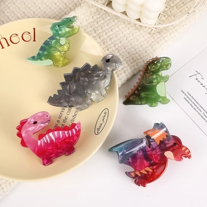Cute dinosaur hair clips made of acetate resin with marble texture in various colors
