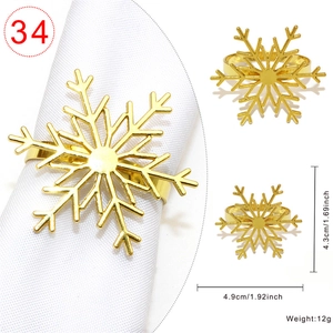 Detailed size specifications for a gold snowflake napkin ring with 12g weight info