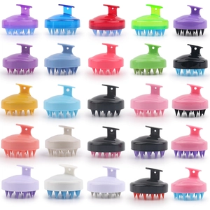 Scalp massager hair shampoo brushes in multiple colors with silicone bristles and handles