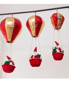 Three-piece set of Santa Claus hot air balloons for Christmas ceiling decorations