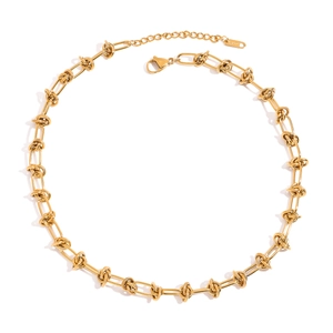 Classic 18K gold plated stainless steel knotted chain necklace with lobster clasp