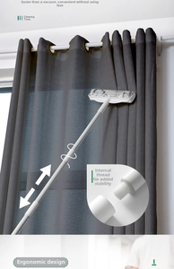 Close-up of telescopic long handle lint roller with stable internal thread interface