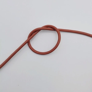 6mm reddish-brown round leather cord tied in a flexible knot for DIY bag accessories