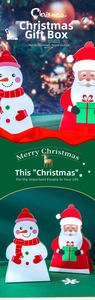 Detail of Santa and Snowman white cardboard Christmas gift boxes for holiday sweets