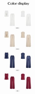 Aperçu des coloris de l'ensemble femme sans manches avec haut à nouer et pantalon large en 4 tons
