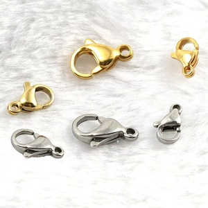 Gold and silver stainless steel lobster clasps in various sizes for DIY jewelry