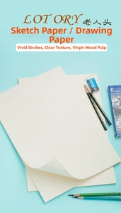 Close-up of premium creamy white sketch paper with natural wood pulp texture for drawing