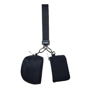 Black multifunctional mini wristlet pouch set with nylon coin bags and hand strap