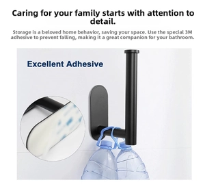 Detail showing strong 3M adhesive performance with heavy items on black towel rack