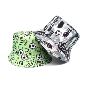 Outdoor football print bucket hat in green and black for sun protection and casual wear