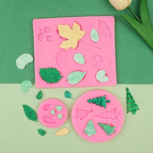 Silikonform-Set für DIY-Weihnachtsbäume und Ahornblätter aus Fondant oder Ton