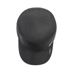 Schwarze leichte atmungsaktive Flatcap mit Sports-Aufdruck für Herren zum Sonnenschutz