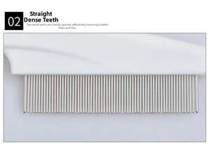 Detail view of dense stainless steel comb teeth for effective pet flea and lice removal