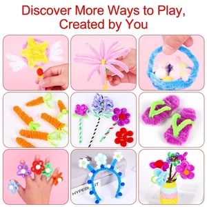 Colorful macaron DIY pipe cleaners set for creative handmade flowers and crafts