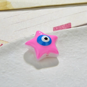 Pink star-shaped resin evil eye beads for DIY jewelry making and handmade accessories