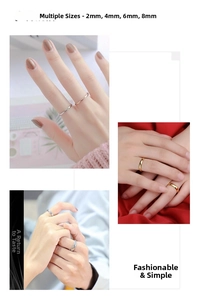 Comparison showing different widths and colors of titanium steel rings on fingers